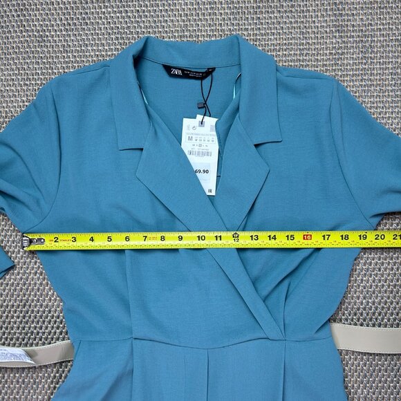 Zara Long Belted Jumpsuit with Belt Women's Light Green - Picture 9 of 14